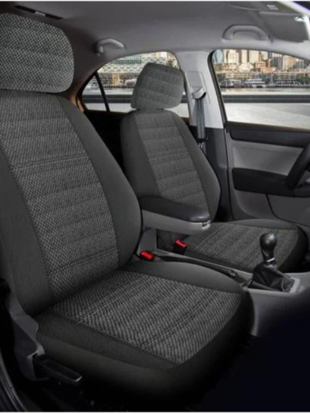 Aztec Weave Gray Front Seat Cover Set